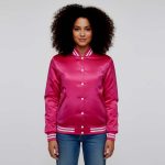 Satin Hot Pink Varsity Jacket