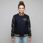 Navy Wool Body and Black Sheep Leather Sleeve Jacket