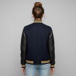 Navy Wool Body and Black Sheep Leather Sleeve Jacket - Image 2