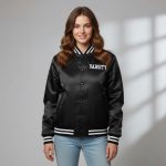 Black Satin Varsity Jacket