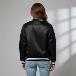 Black Satin Varsity Jacket - Image 2