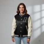 Black & White Cowhide Varsity Leather Jacket