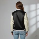 Black & White Cowhide Varsity Leather Jacket - Image 2