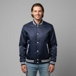 Satin Navy Varsity Jacket