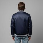 Satin Navy Varsity Jacket - Image 2